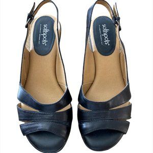 8WW Softspots Neima Black Leather Slingback Sandals